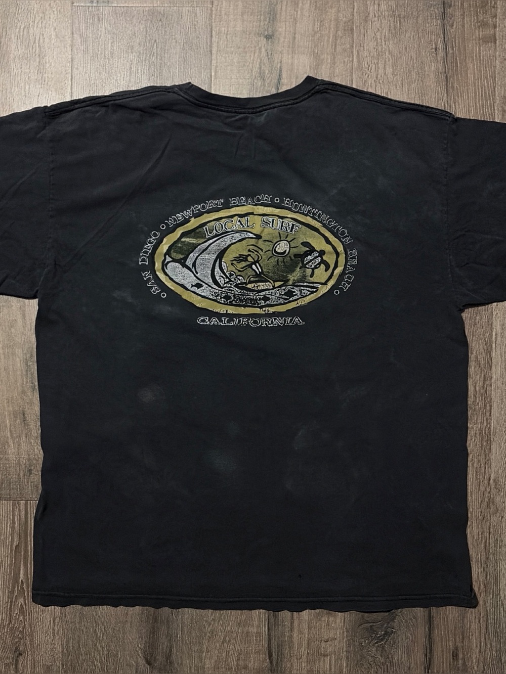 Vintage Local Surf California Graphic T-Shirt Faded Black XL